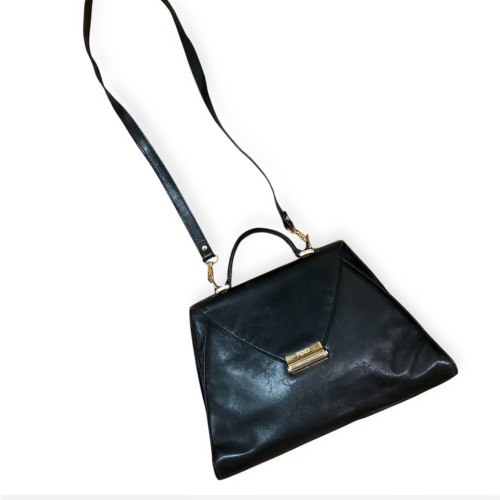 Vintage Fendi Black Leather Handbag